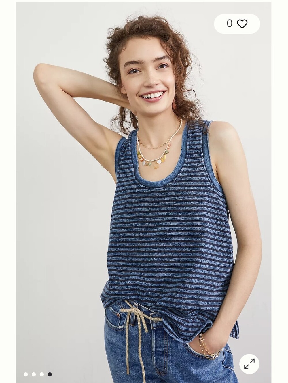 Pilcro Boho-Casual Cotton Striped Tank Top. Size Medium